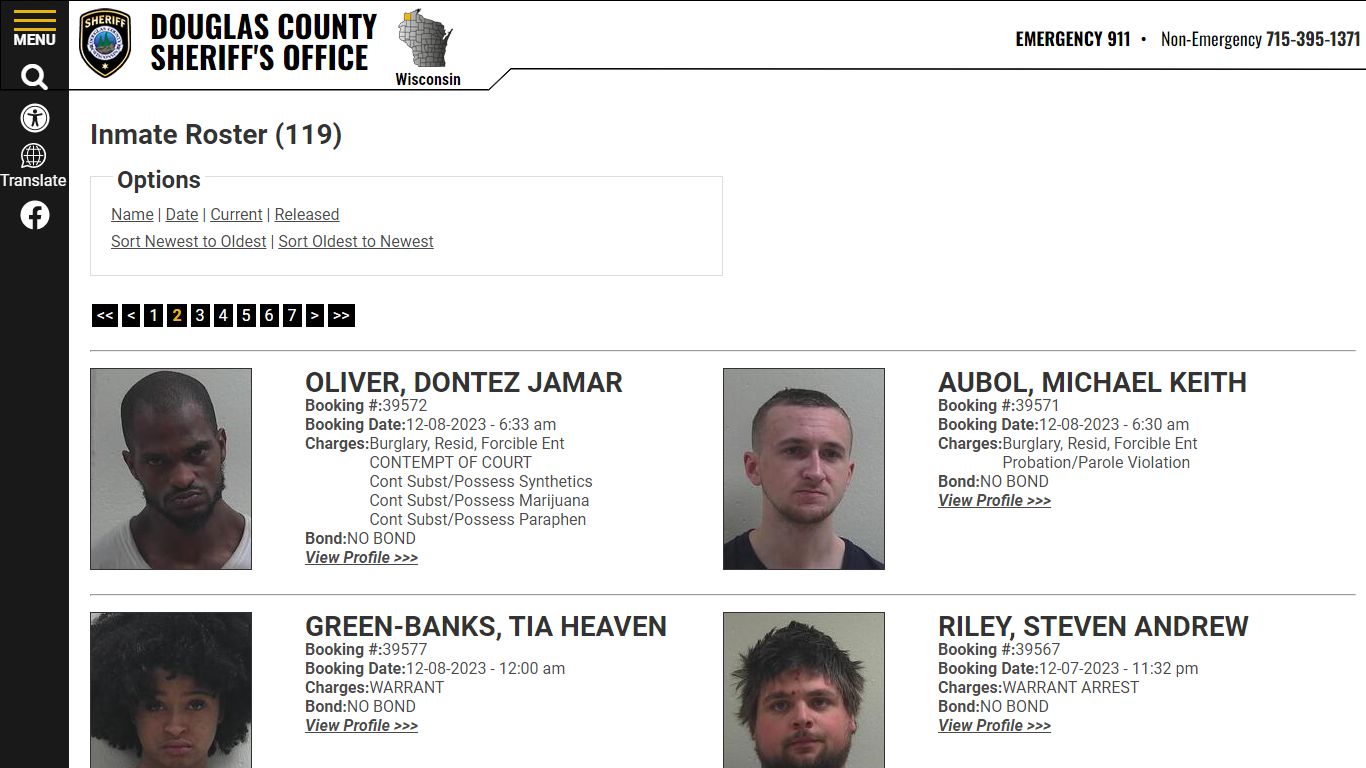 Inmate Roster (113) - Douglas County Sheriff WI