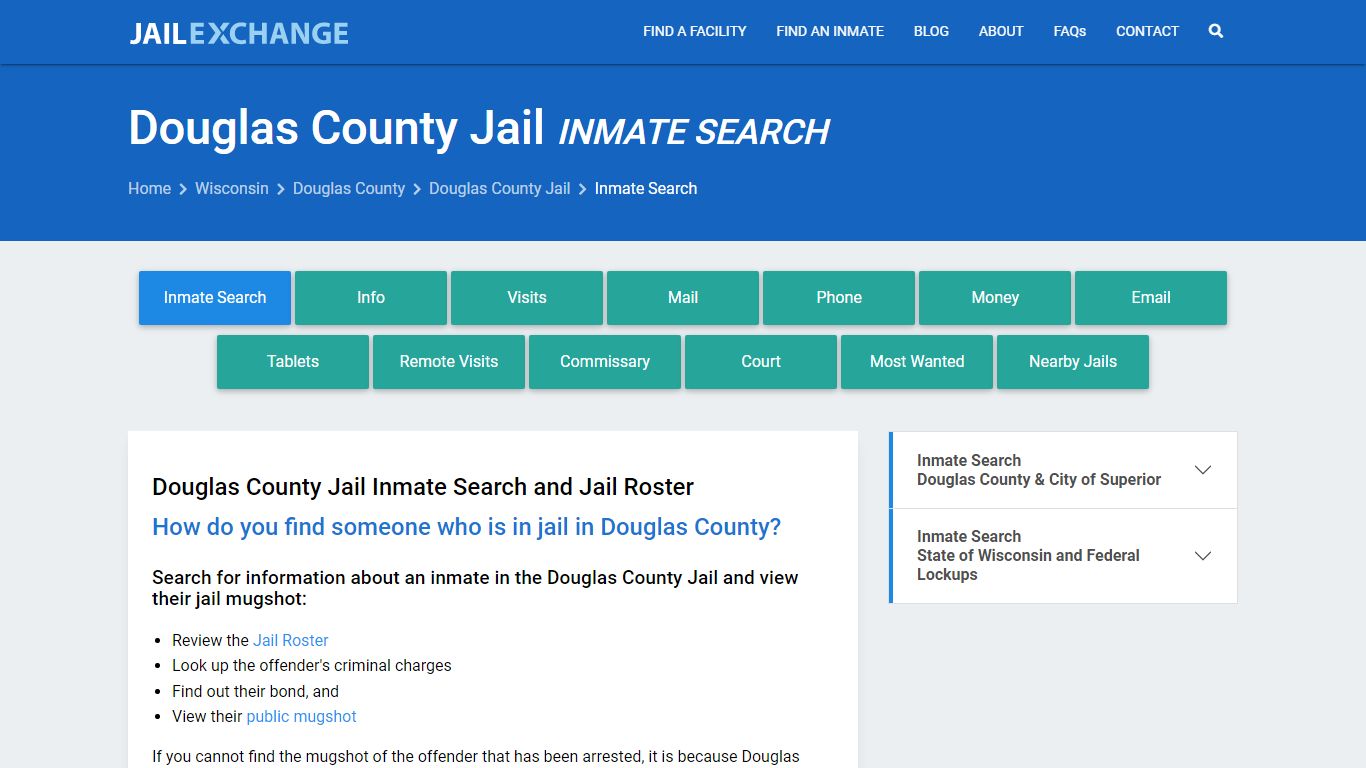 Inmate Search: Roster & Mugshots - Douglas County Jail, WI